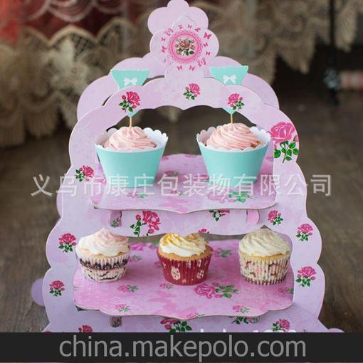 雙層生日蛋糕架 多層歐式杯子蛋糕架 婚慶婚禮生日 紙質點心盤圖片
