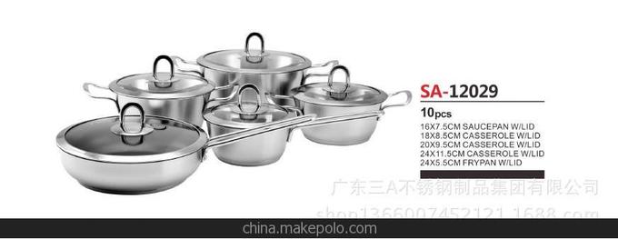 直角304不銹鋼套鍋 復(fù)合底烹飪鍋具 電磁爐通用名 高檔套鍋圖片