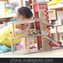 大型木制三层停车场 带电梯 情景过家家玩具 儿童组合玩具