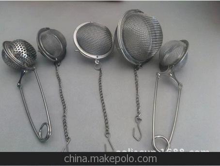 不銹鋼茶球茶漏過濾器隔調(diào)料球火鍋香料漏帶手柄鏈條茶洗茶具現(xiàn)貨圖片