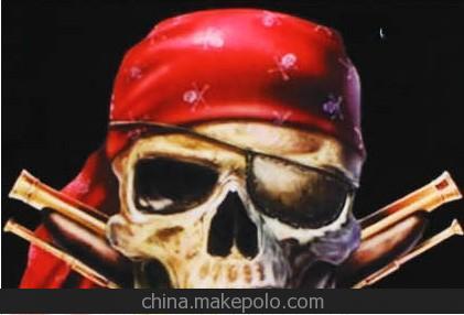 2014新款潮牌 實拍3D 海盜骷髏雙槍 短袖T恤