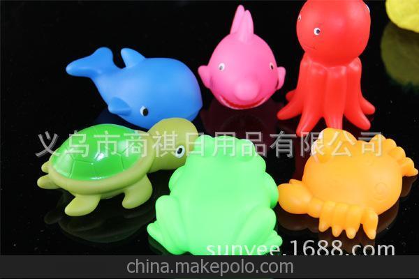 廠(chǎng)家直銷(xiāo)慘叫章魚(yú)海豚鯨魚(yú)螃蟹發(fā)聲海洋動(dòng)物寶寶洗澡浮水搪膠玩具圖片