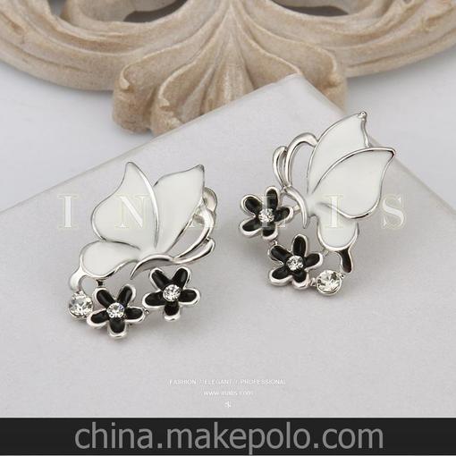 耳飾混批 歐美熱銷(xiāo)18K白金水鉆耳飾 女生精致鑲鉆耳飾品E662圖片