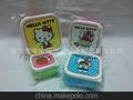 火爆畅销 Hello Kitty款正方形四件套饭盒 保鲜盒饭盒 塑胶饭盒