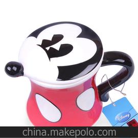 迪士尼2014韩版卡通水杯创意家居 马克杯子陶瓷杯带盖/带勺/套装