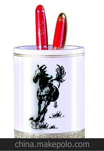 定做琉璃筆筒馬到成功 會(huì)議慶典禮品定制 琉璃工藝禮品擺件圖片