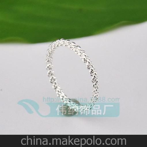 韓國時(shí)尚想你麻花戒指環(huán)批發(fā) 明星 尹恩惠同款個(gè)性銀色骨節(jié)戒指圖片