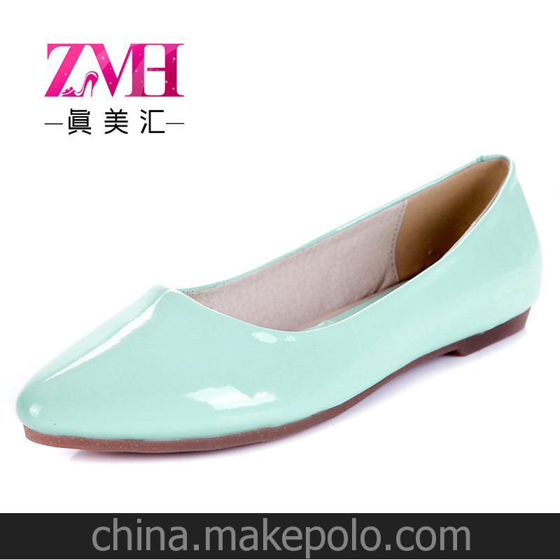 温州女鞋厂家2014春季新款Pu单鞋女素面纯色圆头鞋逛街职业时装鞋