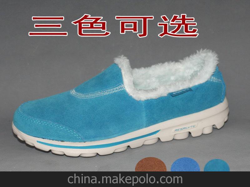正品SKECHERS斯凯奇）全真皮毛毛鞋防滑春秋女鞋女单鞋